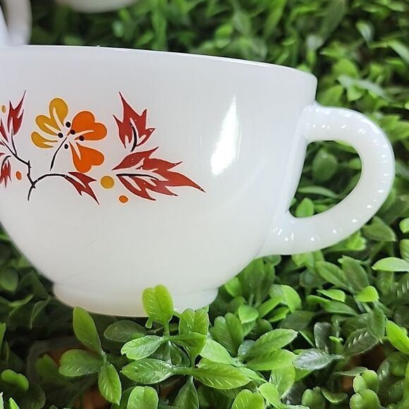 Set Of 3 Vintage MCM Federal Milk Glass Blossom Fall Cups - Picture 7 of 7